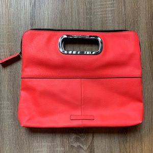 BCBGMaxAria Zip Close Neon Pink Clutch with Handle